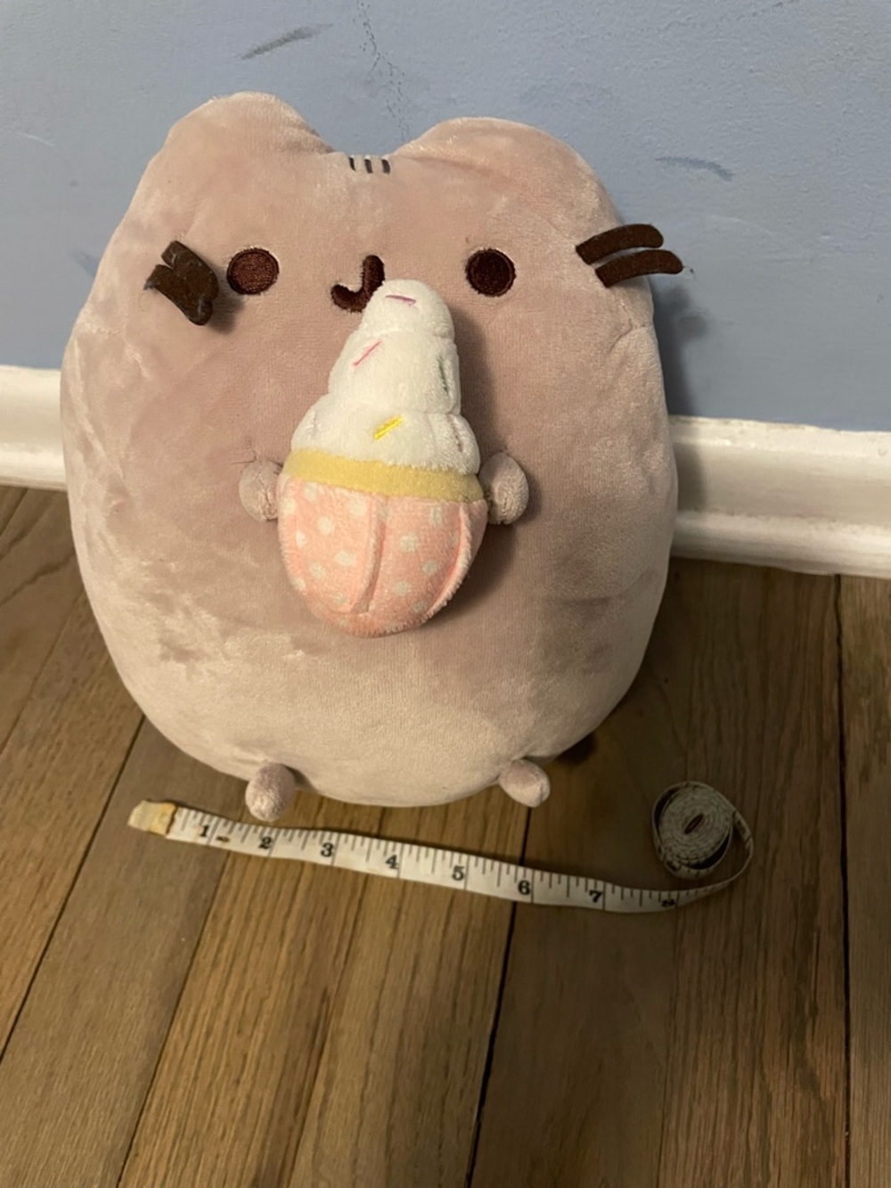 Pusheen Plush with Pink & Cream Ice Cream